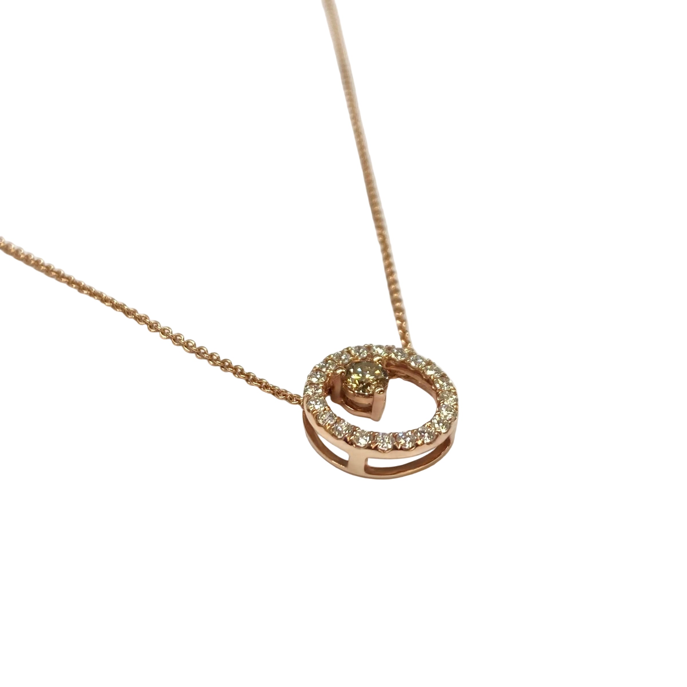 Chocolate Diamond and White Diamonds Single Halo Necklace in 9K Rose Gold