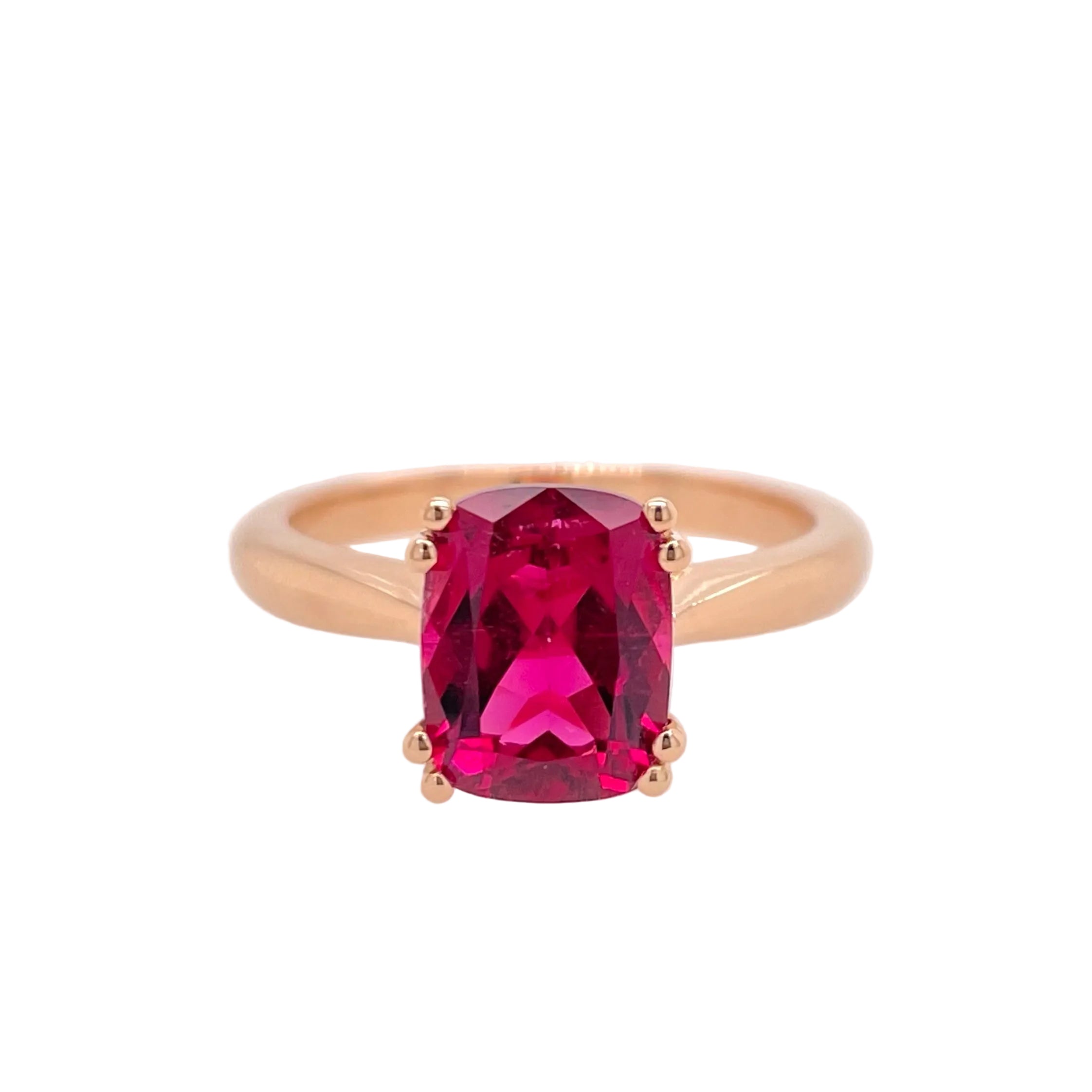 Rubellite Tourmaline Solitaire Ring in 18K Rose Gold