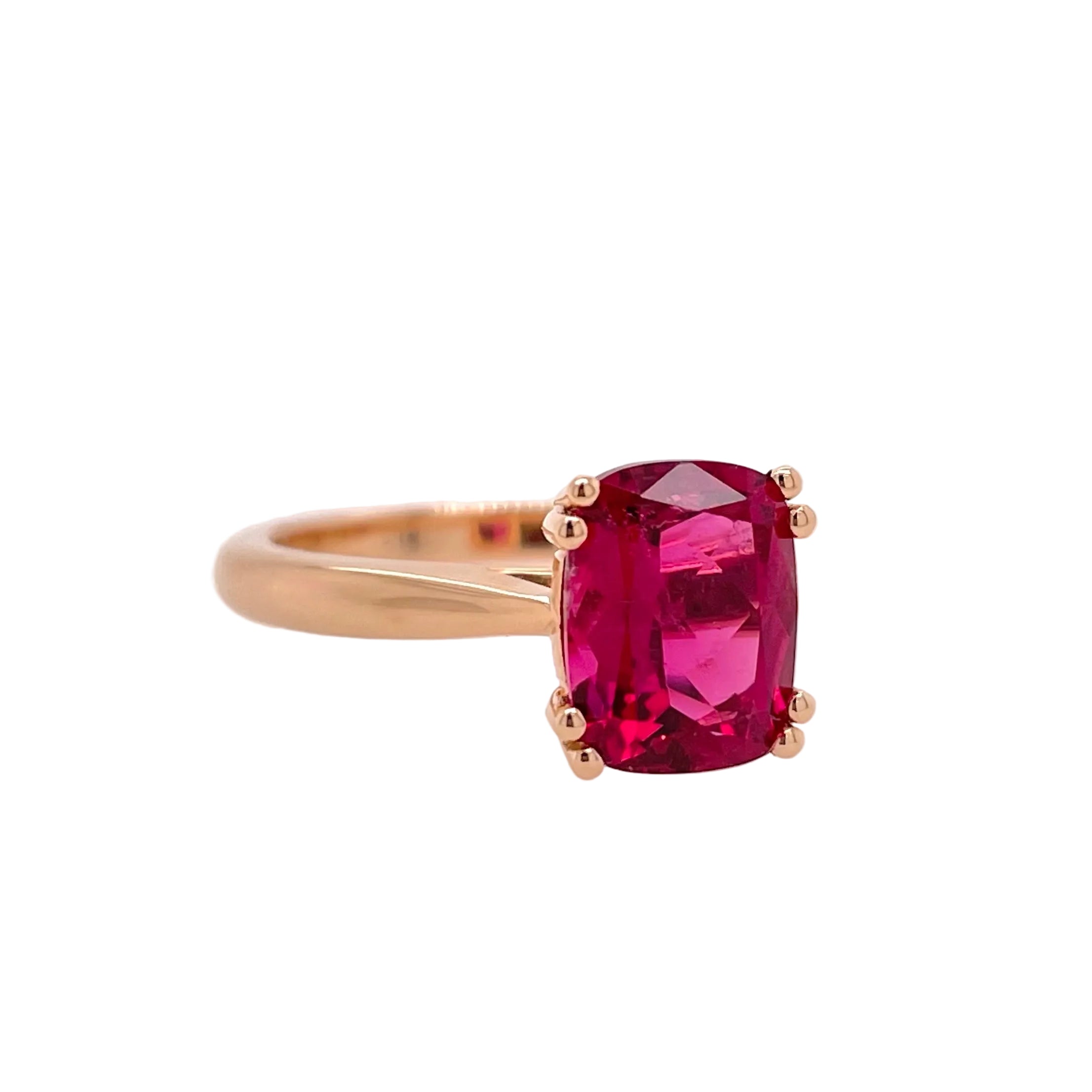 Rubellite Tourmaline Solitaire Ring in 18K Rose Gold