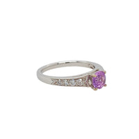 Pinkish- Violet Sapphire and Diamond Ring in 18K White Gold