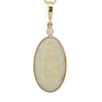 Handmade Australian Opal and Diamond Pendant in 18K Yellow Gold