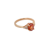 Padparadscha Sapphire and Diamond Side- Stone Ring in 14K Rose Gold