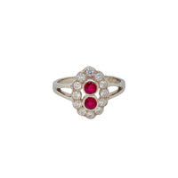 Vintage- Style Ruby and Diamond Cluster Ring in Platinum