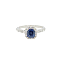 Blue Spinel and Diamond Classic Cluster Ring in 18K White Gold