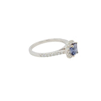 Blue Spinel and Diamond Classic Cluster Ring in 18K White Gold
