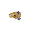 Blue Sapphire and Diamond Flow Designed Ring in 18K Yellow Gold