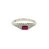 Ruby and Diamond Filagree Vintage- Style Ring in 9K White Gold