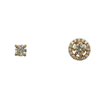 Diamond Stud and Jacket Interchangable Earrings in 18K Yellow Gold