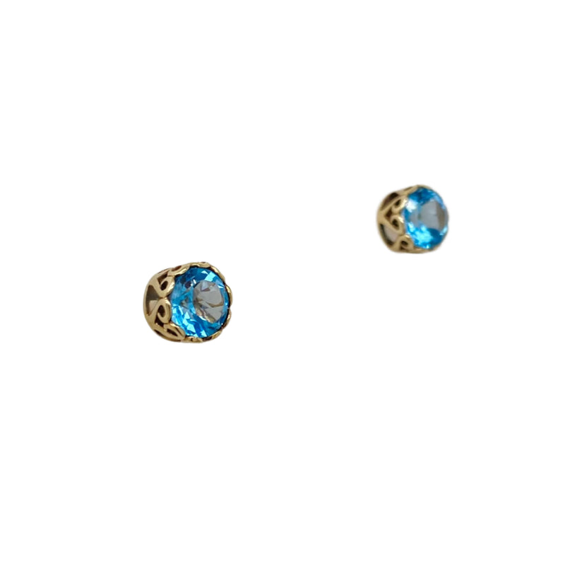 Blue Topaz Stud Earrings in 9K Yellow Gold