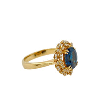 Australian, Inverell Sapphire and Diamond Cluster Ring in 18K Yellow Gold