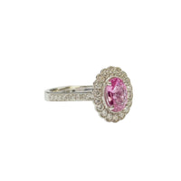 Pink Sapphire and Diamond Cluster Ring in 18K White Gold