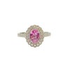 Pink Sapphire and Diamond Cluster Ring in 18K White Gold