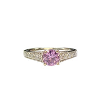 Pinkish- Violet Sapphire and Diamond Ring in 18K White Gold