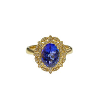 Tanzanite Diamond Cluster Ring in 18K Yellow Gold
