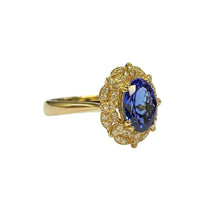 Tanzanite Diamond Cluster Ring in 18K Yellow Gold