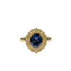 2.04ct Australian, Inverell Dark Blue Sapphire and Diamond Cluster Ring in 18K Yellow Gold