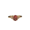 Padparadscha Sapphire and Diamond Side- Stone Ring in 14K Rose Gold