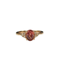 Padparadscha Sapphire and Diamond Side- Stone Ring in 14K Rose Gold
