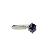 Unheated 1.53ct Dark Blue Sapphire and Diamond Band Ring in 18K White Gold