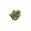 Australian Black Opal, Tsavorite and Diamond Cluster Ring in 18K Yellow Gold