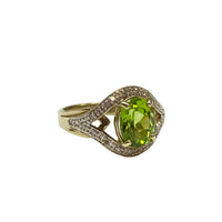 Peridot and Diamond Cluster Designed Ring in 9K Yellow Gold