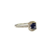 Blue Spinel and Diamond Classic Cluster Ring in 18K White Gold