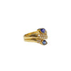 Blue Sapphire and Diamond Flow Designed Ring in 18K Yellow Gold