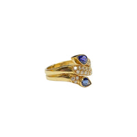 Blue Sapphire and Diamond Flow Designed Ring in 18K Yellow Gold