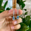 Aquamarine and Diamond Huggies Drop Earrings in Platinum