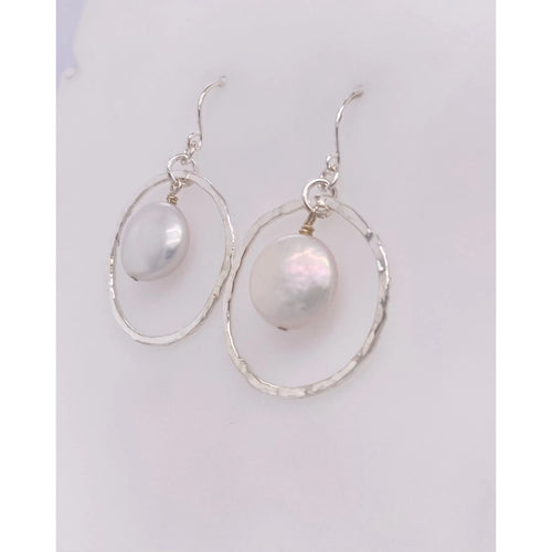 Pearl Earrings With Circle Setting
