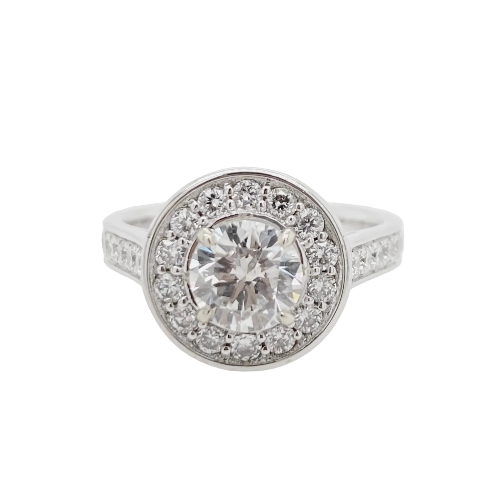 Diamond Halo Engagement Ring in 18K White Gold