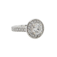 Diamond Halo Engagement Ring in 18K White Gold