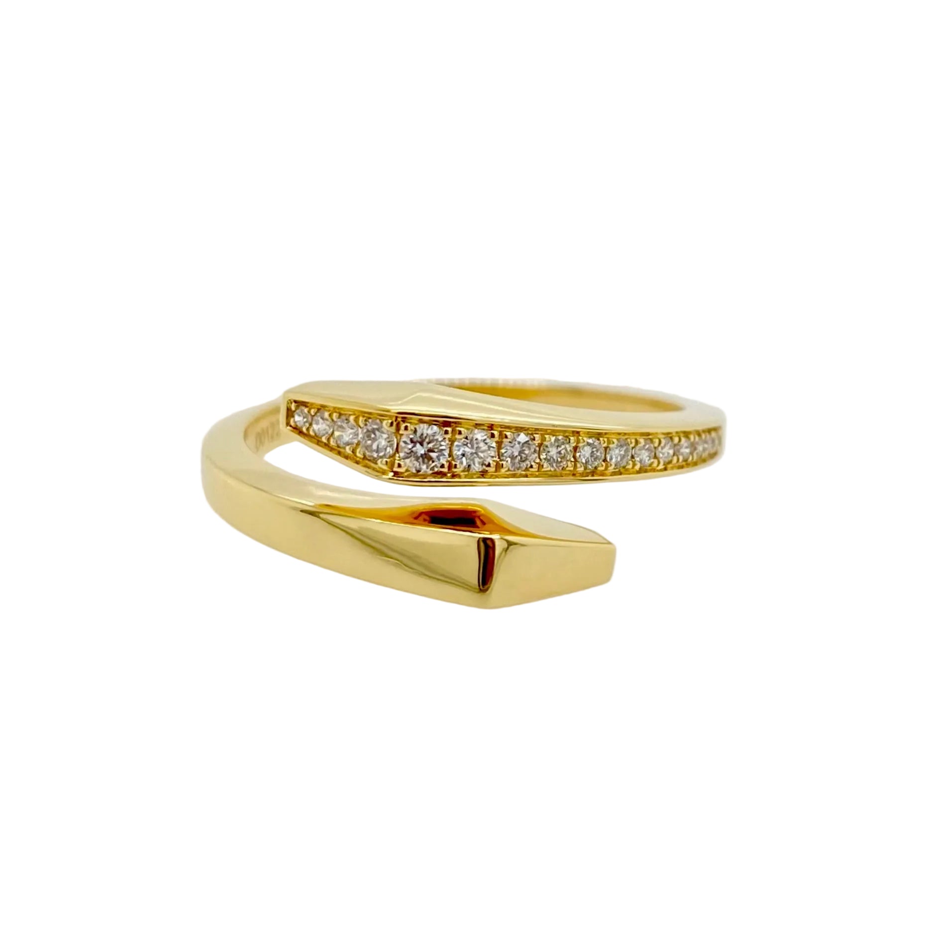 Diamonds On One Side Geometric Wrap Ring in 18K Yellow Gold