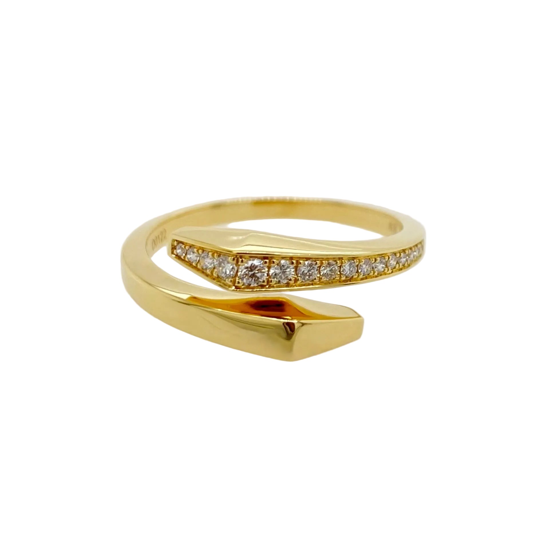 Diamonds On One Side Geometric Wrap Ring in 18K Yellow Gold