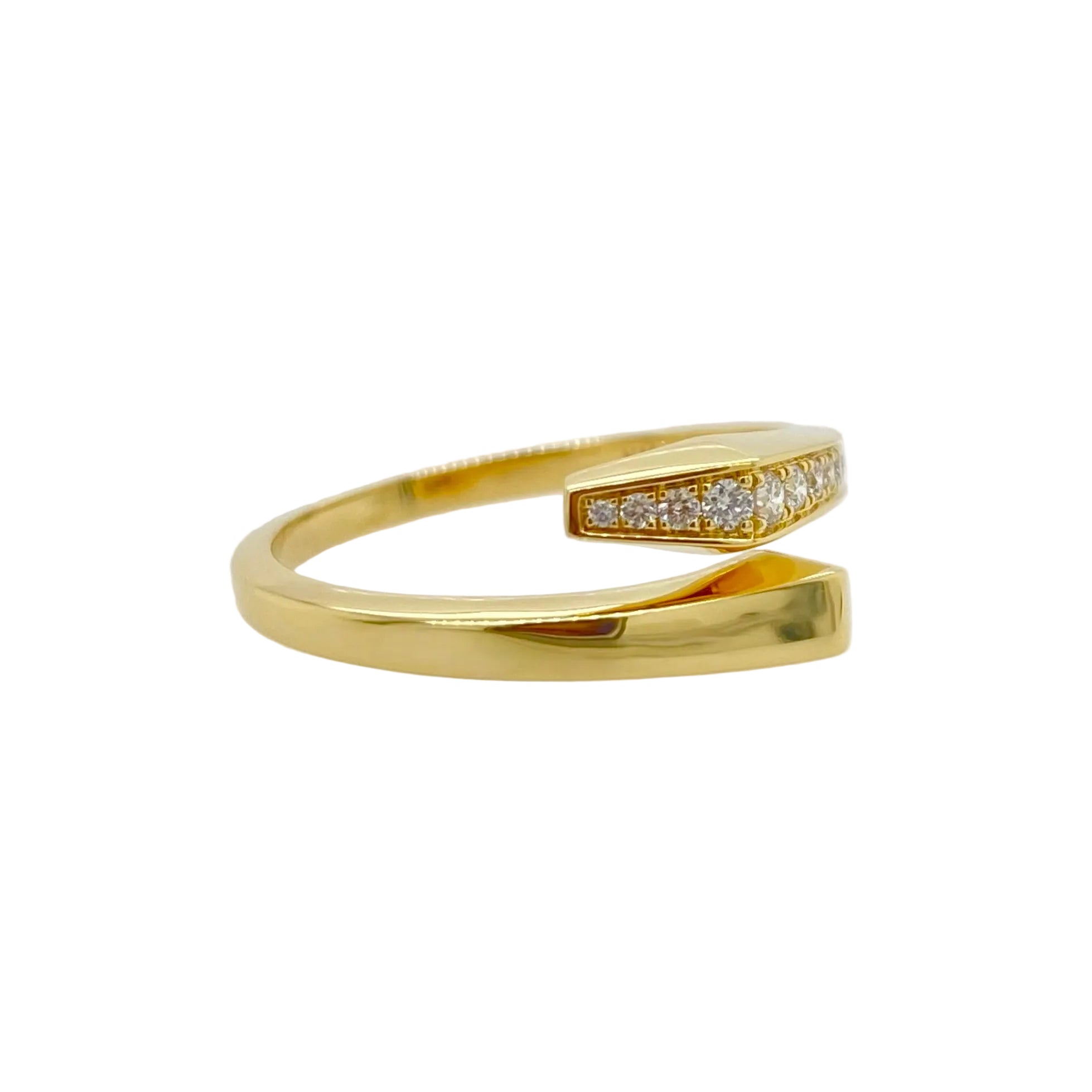 Diamonds On One Side Geometric Wrap Ring in 18K Yellow Gold