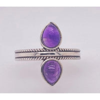 Two Stone Amethyst Silver Ring