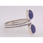 Two Stone Amethyst Silver Ring