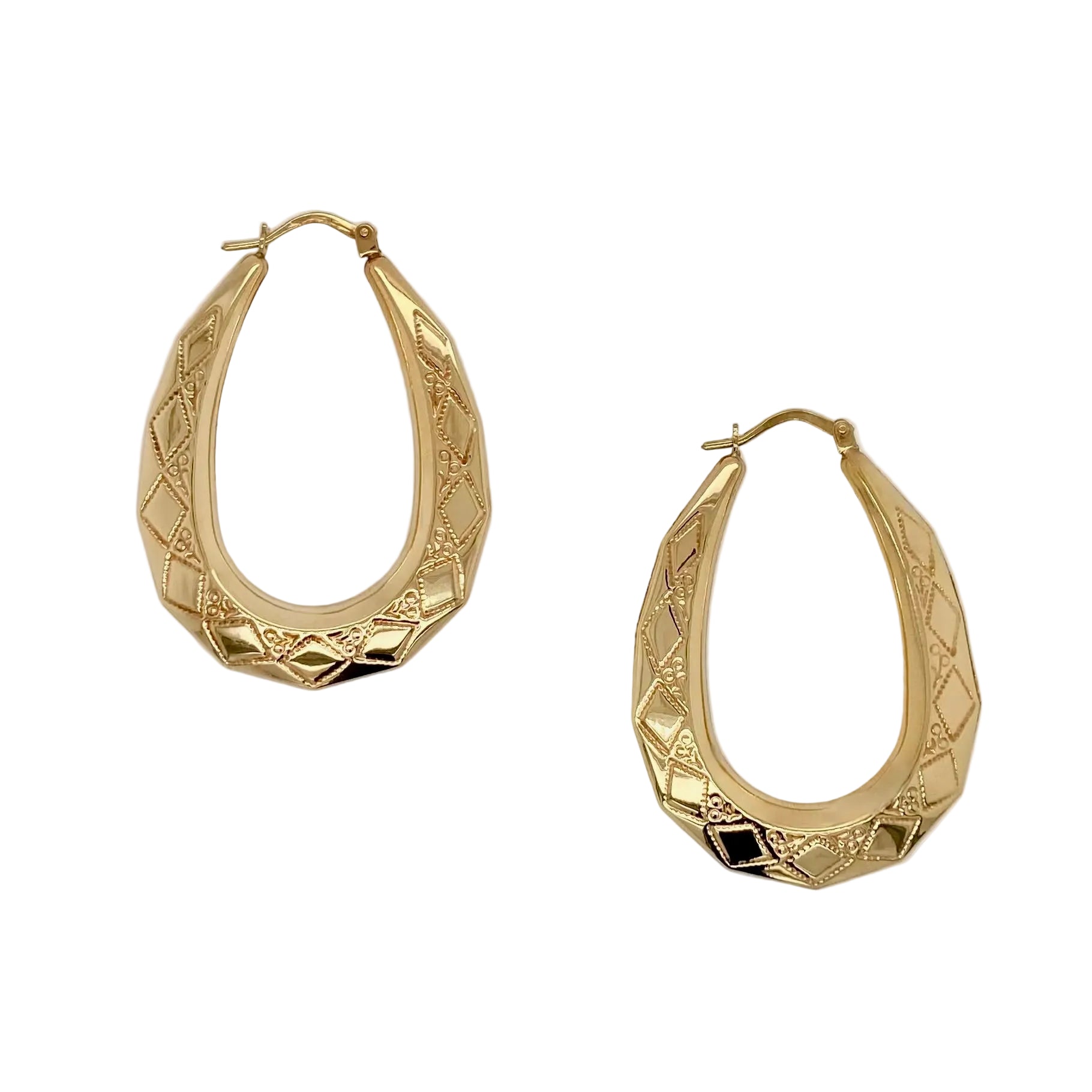 Fancy Hoop Earrings in 9K Yellow Gold