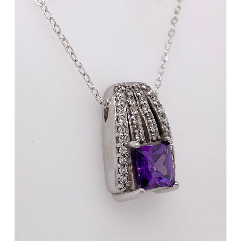 Silver Pendent with Amethyst and Cubic Zirconia