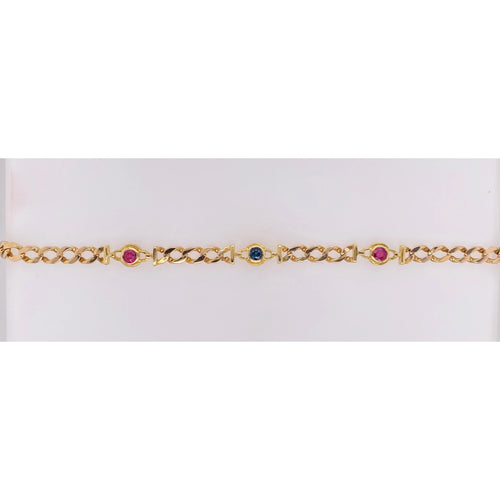 Ruby and Sapphire Yellow Gold Bracelet