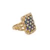 Sapphire and Diamond Unique Square Cluster Ring in 18K Yellow Gold