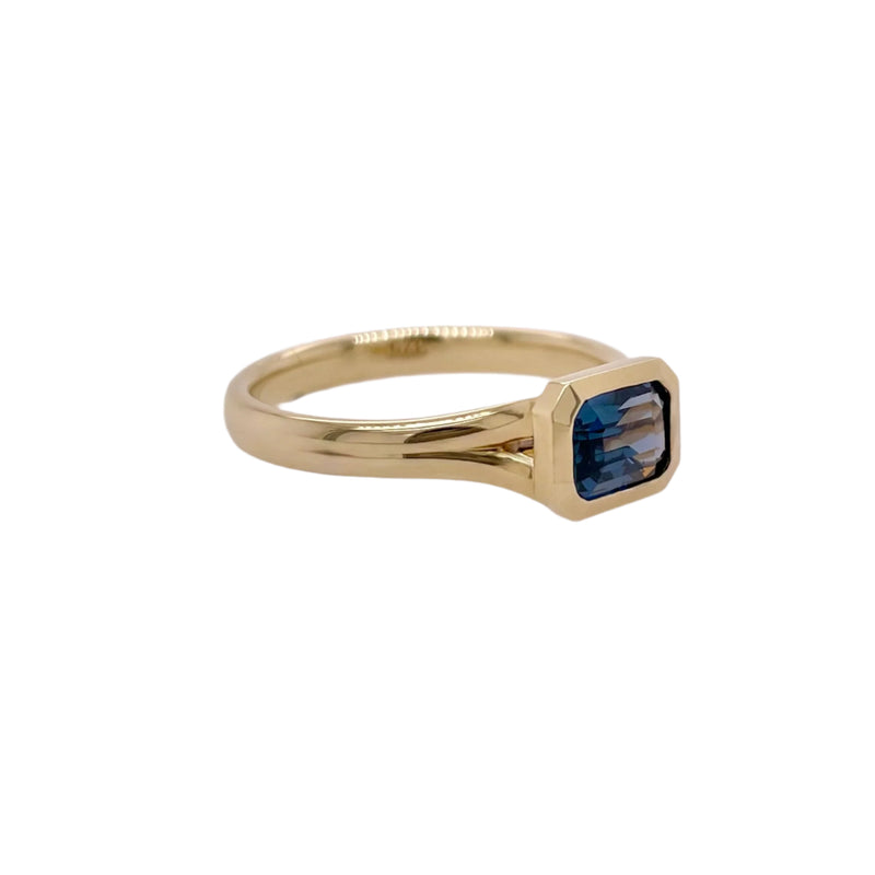 Blue Spinel Solitaire Ring in 9K Yellow Gold