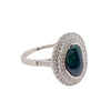 Free-formed Black Opal and Diamond Double Halo Ring in Platinum