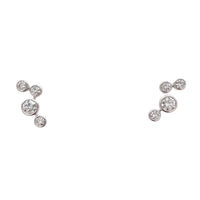 Staggered Diamond Stud Earrings in 18K White Gold