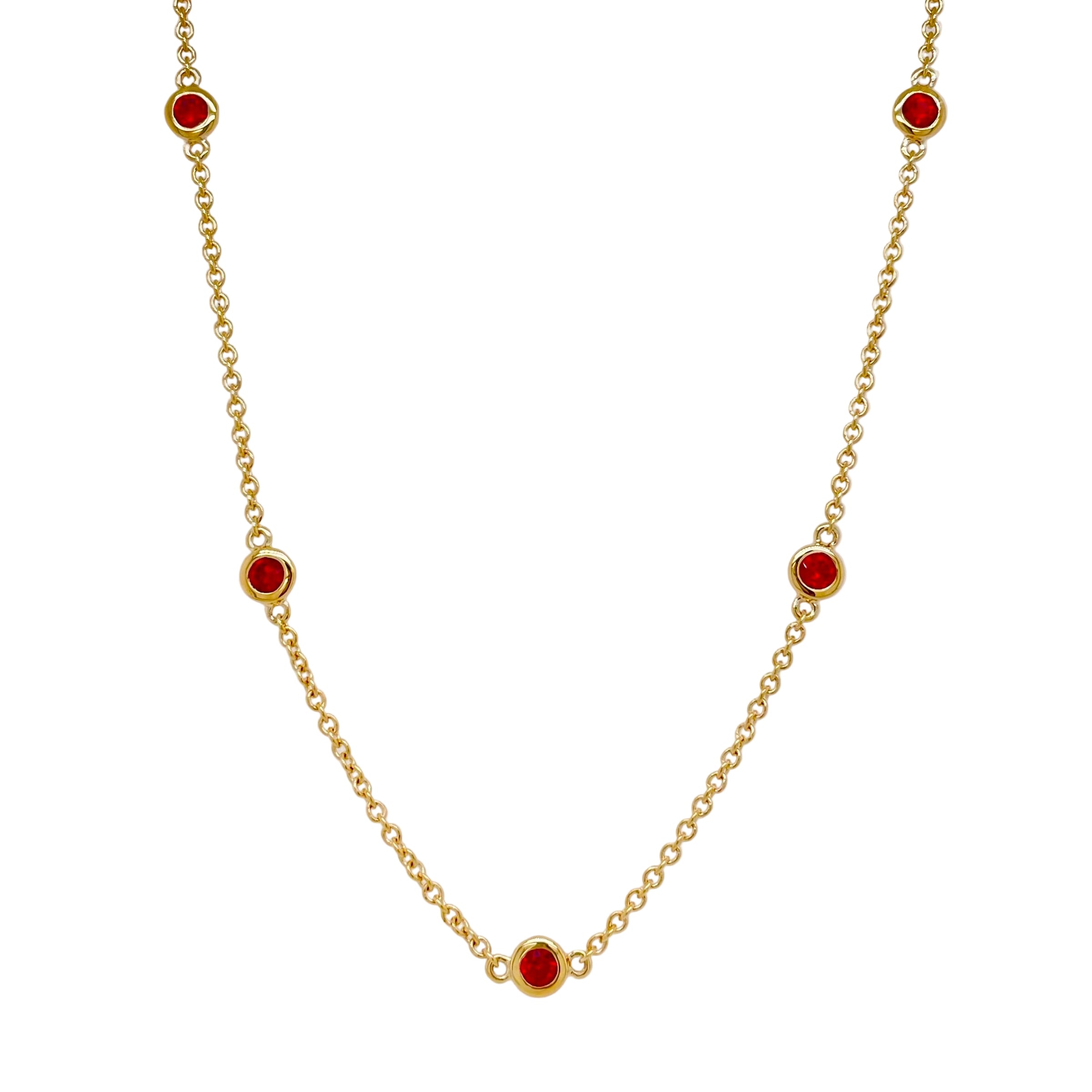 Ruby Chain Necklace in 9K Yellow Gold