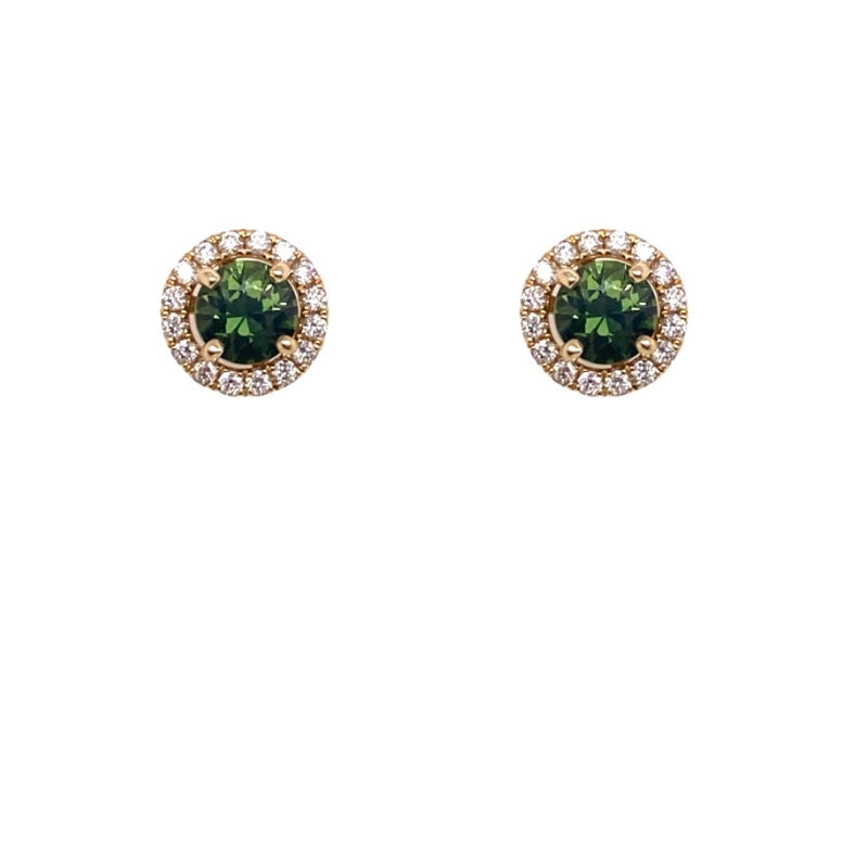 Green Sapphire Interchangeable Stud Earrings