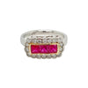 Ruby and Diamond Vintage- Style Cluster in Platinum and 18ct Yellow Gold