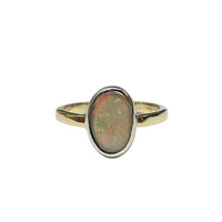 Australian Opal Solitaire Ring in 18K Yellow Gold and Platinum