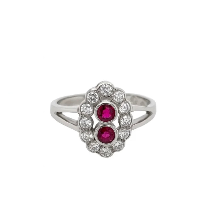 Ruby Diamond Cluster Ring