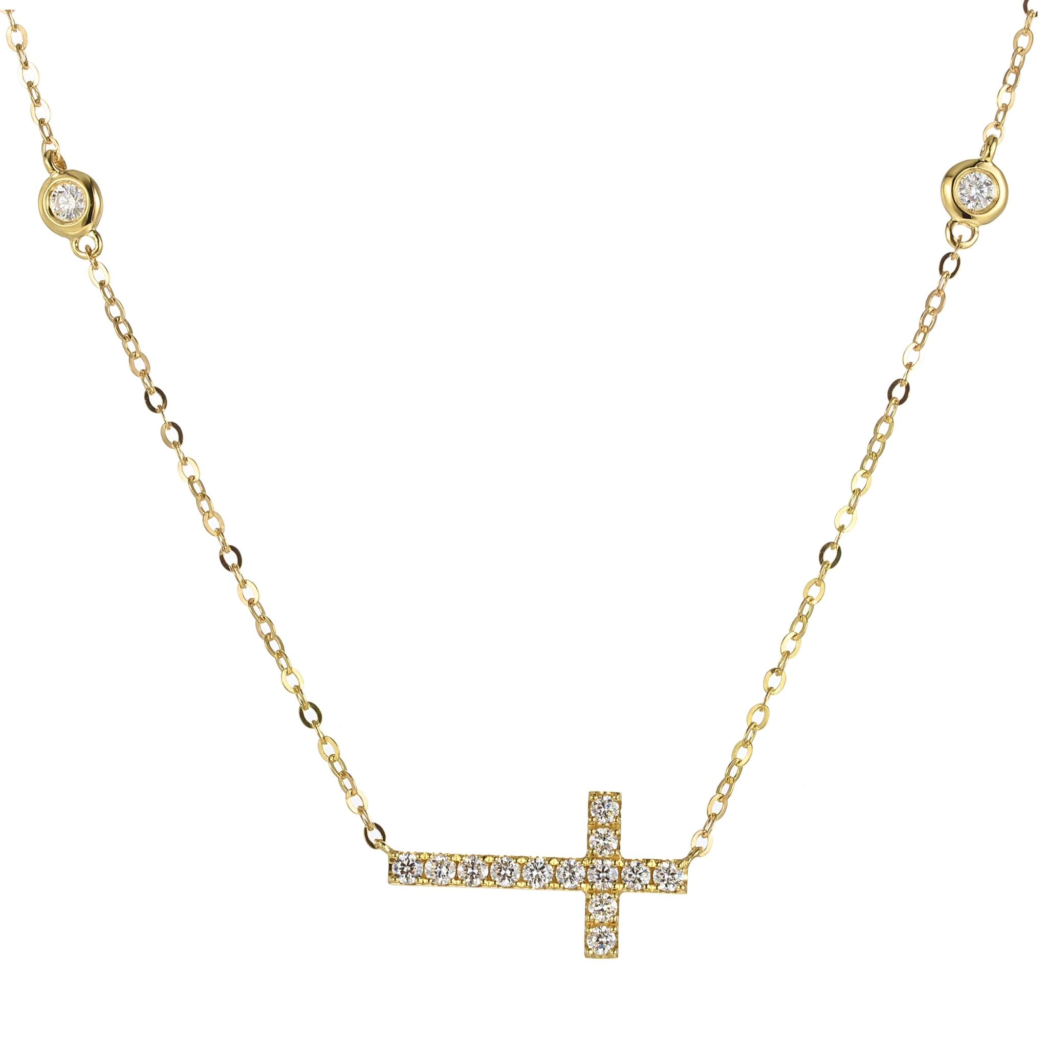 Diamond Cross Necklace in 18K Yellow Gold